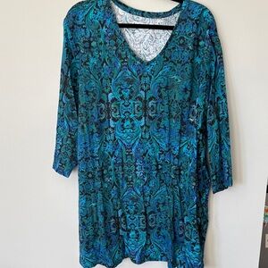 Catherines Teal and Black Patterned Tunic